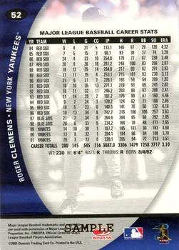 2001 Donruss Class of 2001 - Samples Gold #52 Roger Clemens Back