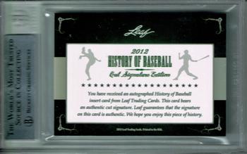 2012 Leaf Cut Signature History of Baseball #NNO Alex Kellner Back