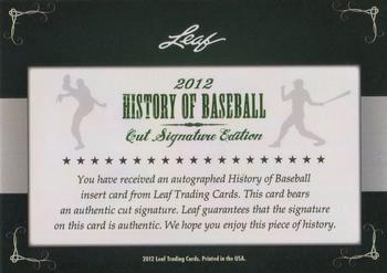 2012 Leaf Cut Signature History of Baseball #NNO Darrell Evans Back