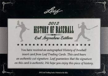 2012 Leaf Cut Signature History of Baseball #NNO Daryl Patterson Back