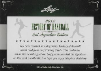 2012 Leaf Cut Signature History of Baseball #NNO Rick Monday Back