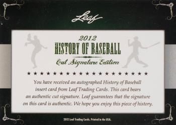 2012 Leaf Cut Signature History of Baseball #NNO Robin Roberts Back