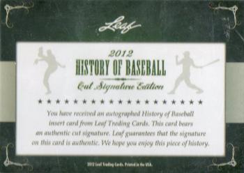 2012 Leaf Cut Signature History of Baseball #NNO Wally Moon Back