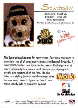 2011 Grandstand Jacksonville Suns #NNO Southpaw Back