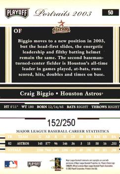 2003 Playoff Portraits - Beige #50 Craig Biggio Back
