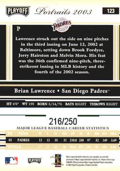2003 Playoff Portraits - Beige #123 Brian Lawrence Back
