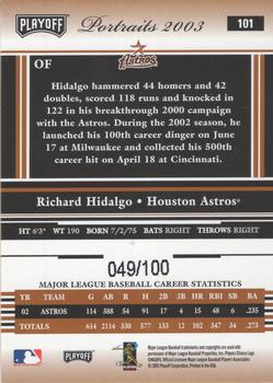 2003 Playoff Portraits - Bronze #101 Richard Hidalgo Back