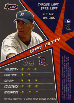 2001 Topps Stars #187 Chad Petty Back