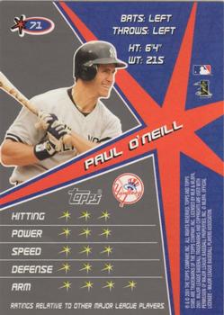 2001 Topps Stars #71 Paul O'Neill Back