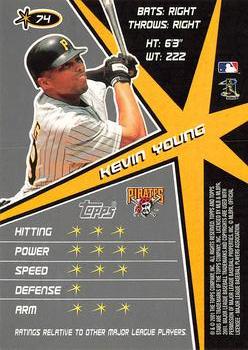 2001 Topps Stars #74 Kevin Young Back