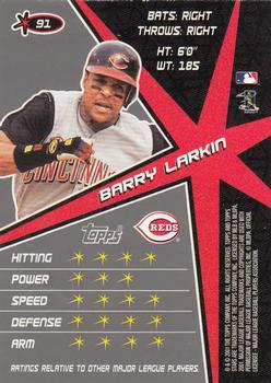 2001 Topps Stars #91 Barry Larkin Back
