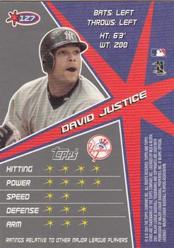 2001 Topps Stars #127 David Justice Back