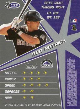 2001 Topps Stars #159 Ben Petrick Back