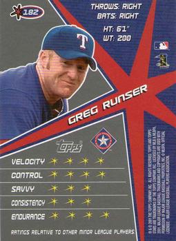 2001 Topps Stars #182 Greg Runser Back
