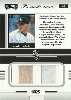 2003 Playoff Portraits - Materials Combo Silver #42 Mark Buehrle Back