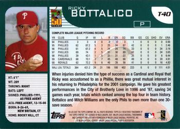 2001 Topps Traded & Rookies #T40 Ricky Bottalico Back