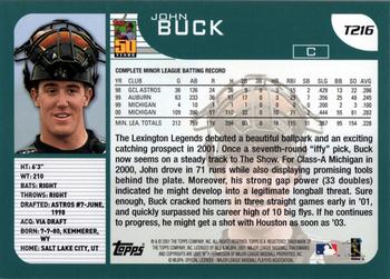 2001 Topps Traded & Rookies #T216 John Buck Back