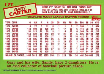 2001 Topps Traded & Rookies #T111 Gary Carter Back