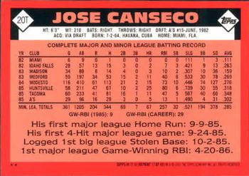 2001 Topps Traded & Rookies #T116 Jose Canseco Back