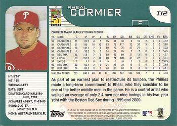 2001 Topps Traded & Rookies #T12 Rheal Cormier Back