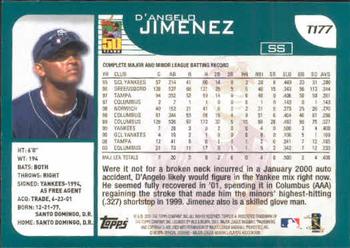 2001 Topps Traded & Rookies #T177 D'Angelo Jimenez Back