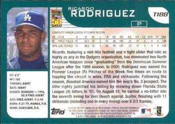 2001 Topps Traded & Rookies #T188 Ricardo Rodriguez Back