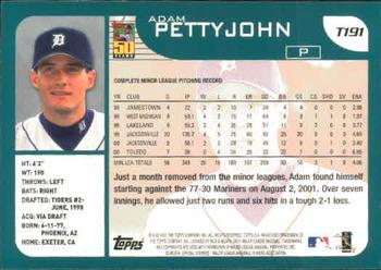 2001 Topps Traded & Rookies #T191 Adam Pettyjohn Back