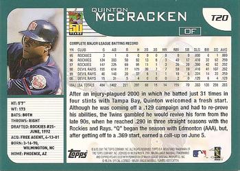 2001 Topps Traded & Rookies #T20 Quinton McCracken Back