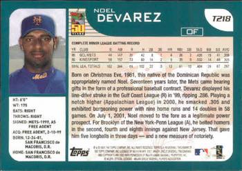 2001 Topps Traded & Rookies #T218 Noel Devarez Back