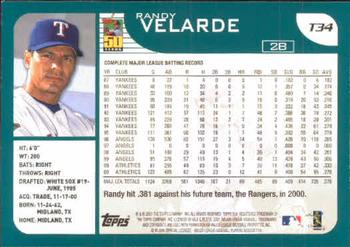 2001 Topps Traded & Rookies #T34 Randy Velarde Back