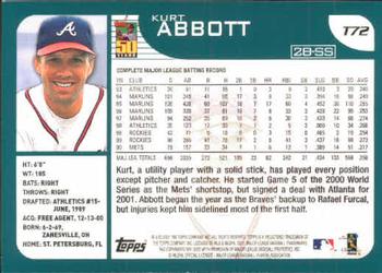 2001 Topps Traded & Rookies #T72 Kurt Abbott Back