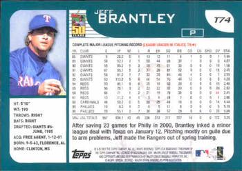 2001 Topps Traded & Rookies #T74 Jeff Brantley Back