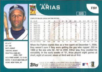 2001 Topps Traded & Rookies #T81 Alex Arias Back