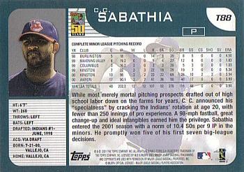2001 Topps Traded & Rookies #T88 C.C. Sabathia Back