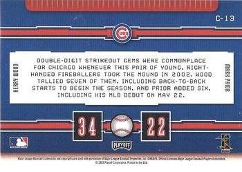 2003 Playoff Prestige - Connections #C-13 Kerry Wood / Mark Prior Back