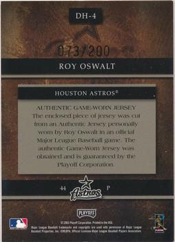 2003 Playoff Prestige - Diamond Heritage Material #DH-4 Roy Oswalt Back