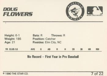 1990 Star Bluefield Orioles #7 Doug Flowers Back