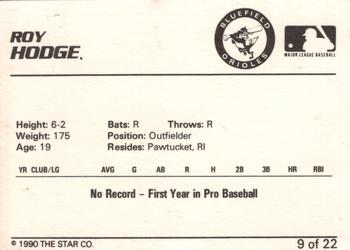 1990 Star Bluefield Orioles #9 Roy Hodge Back