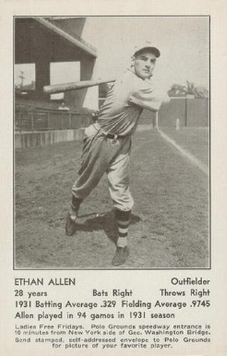 1932 New York Giants Schedule Postcards #NNO Ethan Allen Front