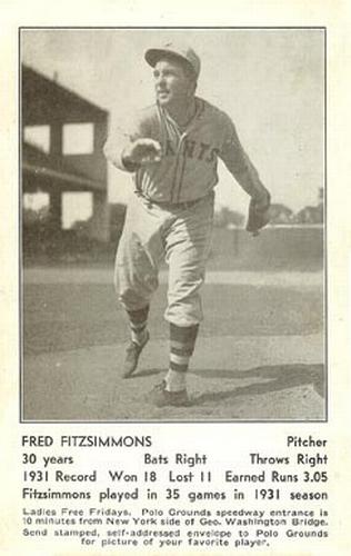 1932 New York Giants Schedule Postcards #NNO Freddie Fitzsimmons Front