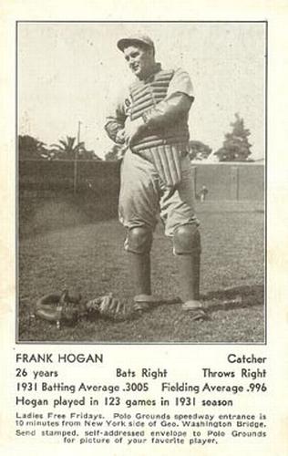 1932 New York Giants Schedule Postcards #NNO Frank Hogan Front