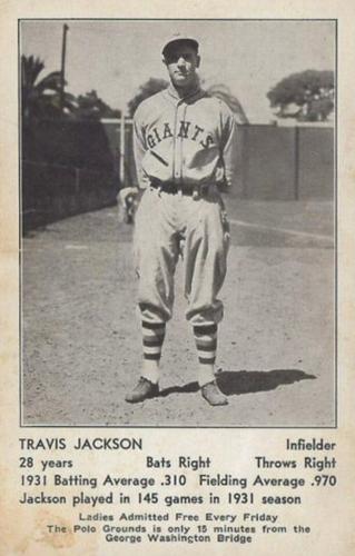 1932 New York Giants Schedule Postcards #NNO Travis Jackson Front