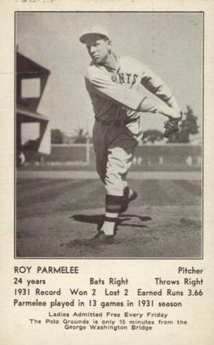 1932 New York Giants Schedule Postcards #NNO Roy Parmelee Front
