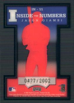 2003 Playoff Prestige - Inside the Numbers #IN-11 Jason Giambi Back