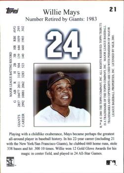 2001 Topps Tribute #21 Willie Mays Back