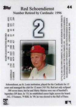 2001 Topps Tribute #44 Red Schoendienst Back