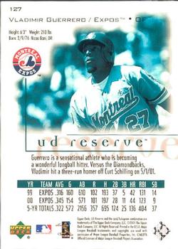 2001 UD Reserve #127 Vladimir Guerrero Back