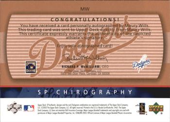 2003 SP Authentic - Chirography Dodgers Stars Bronze #MW Maury Wills Back