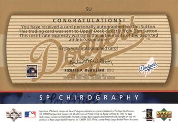 2003 SP Authentic - Chirography Dodgers Stars Gold #SU Don Sutton Back