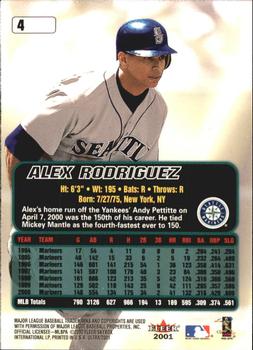2001 Ultra #4 Alex Rodriguez Back